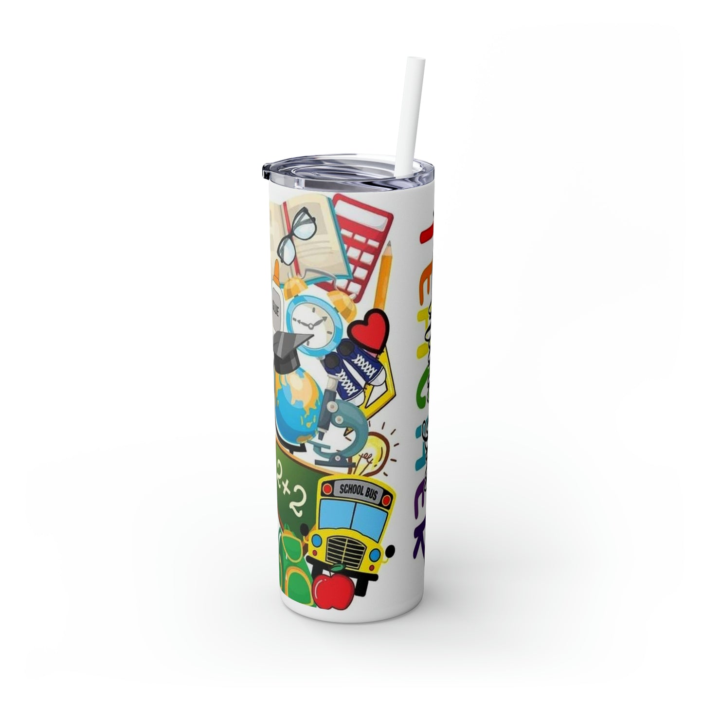 Teacher Skinny Tumbler with Straw, 20oz
