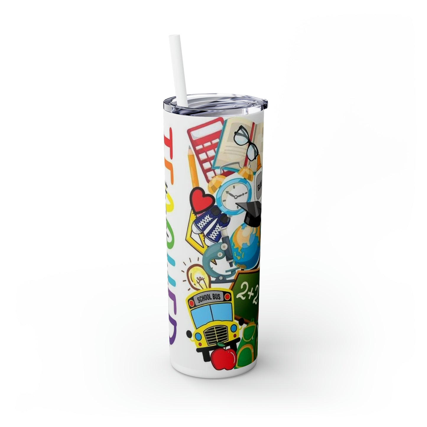 Teacher Skinny Tumbler with Straw, 20oz